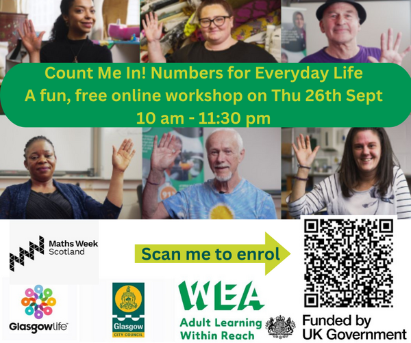 Count Me In Numbers for Everyday Life A fun online workshop on Thu 26th Sept 10 am 1130 pm