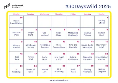 30 Days Wild Calendar 2025