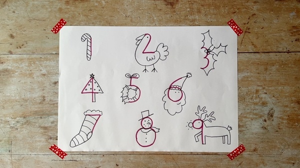 Christmas Number Doodles Year 1
