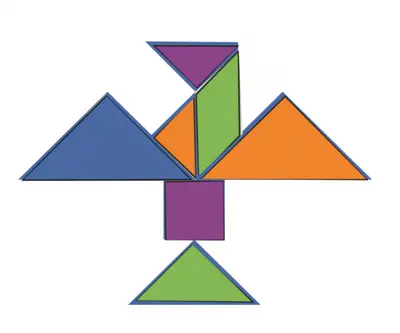 An image of a bird made out of different geometric shapes.